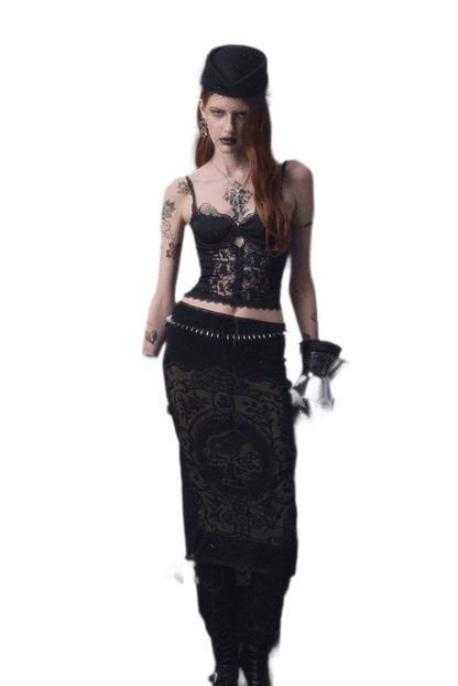 Lace Panel Satin Corset Top