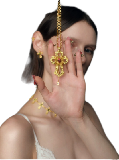 Collar de cruz de cristal barroco