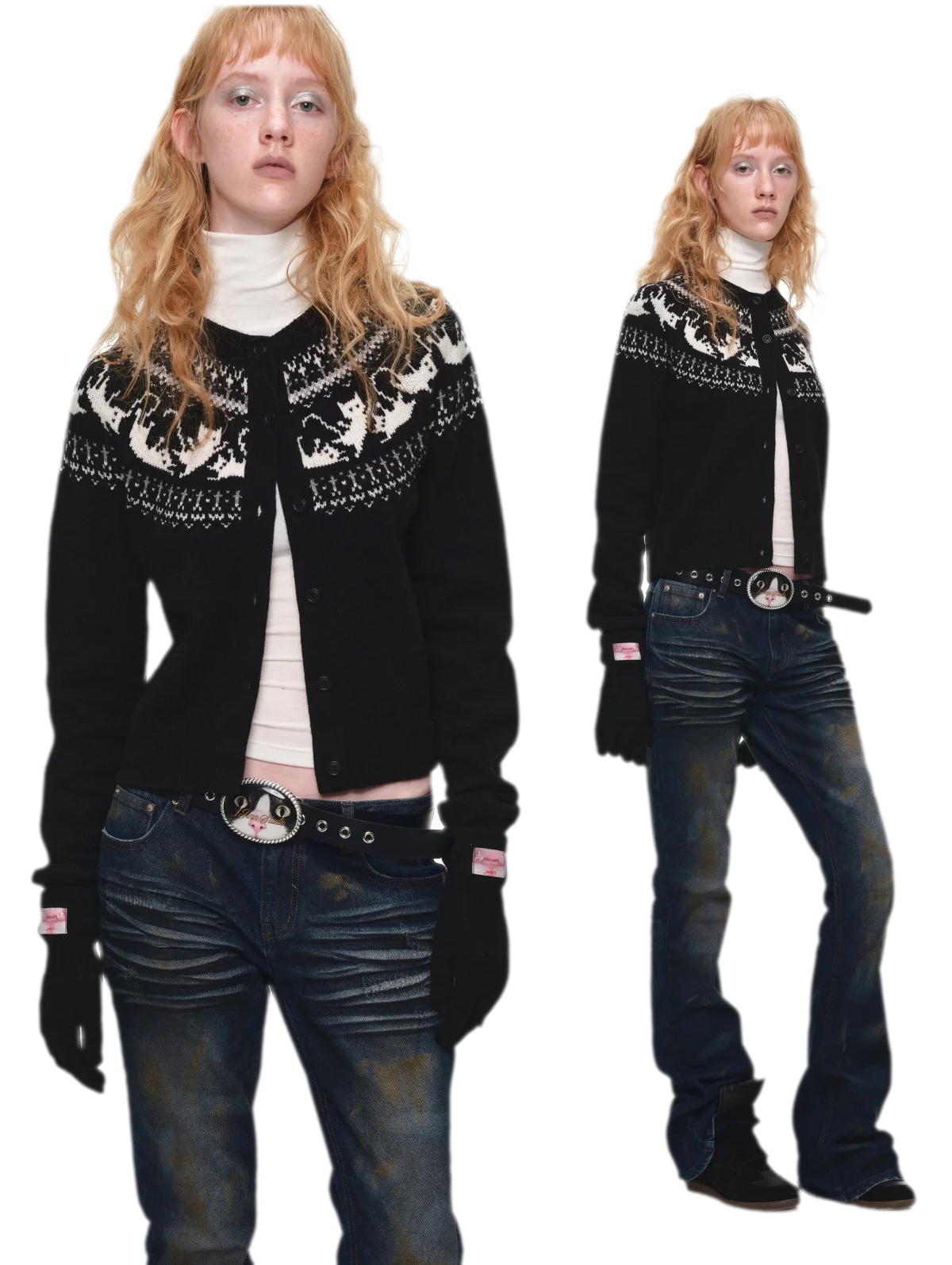 Gilet à motif chat Fair Isle