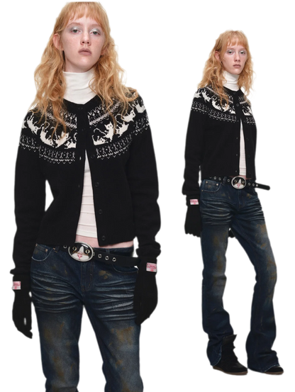 Gilet à motif chat Fair Isle