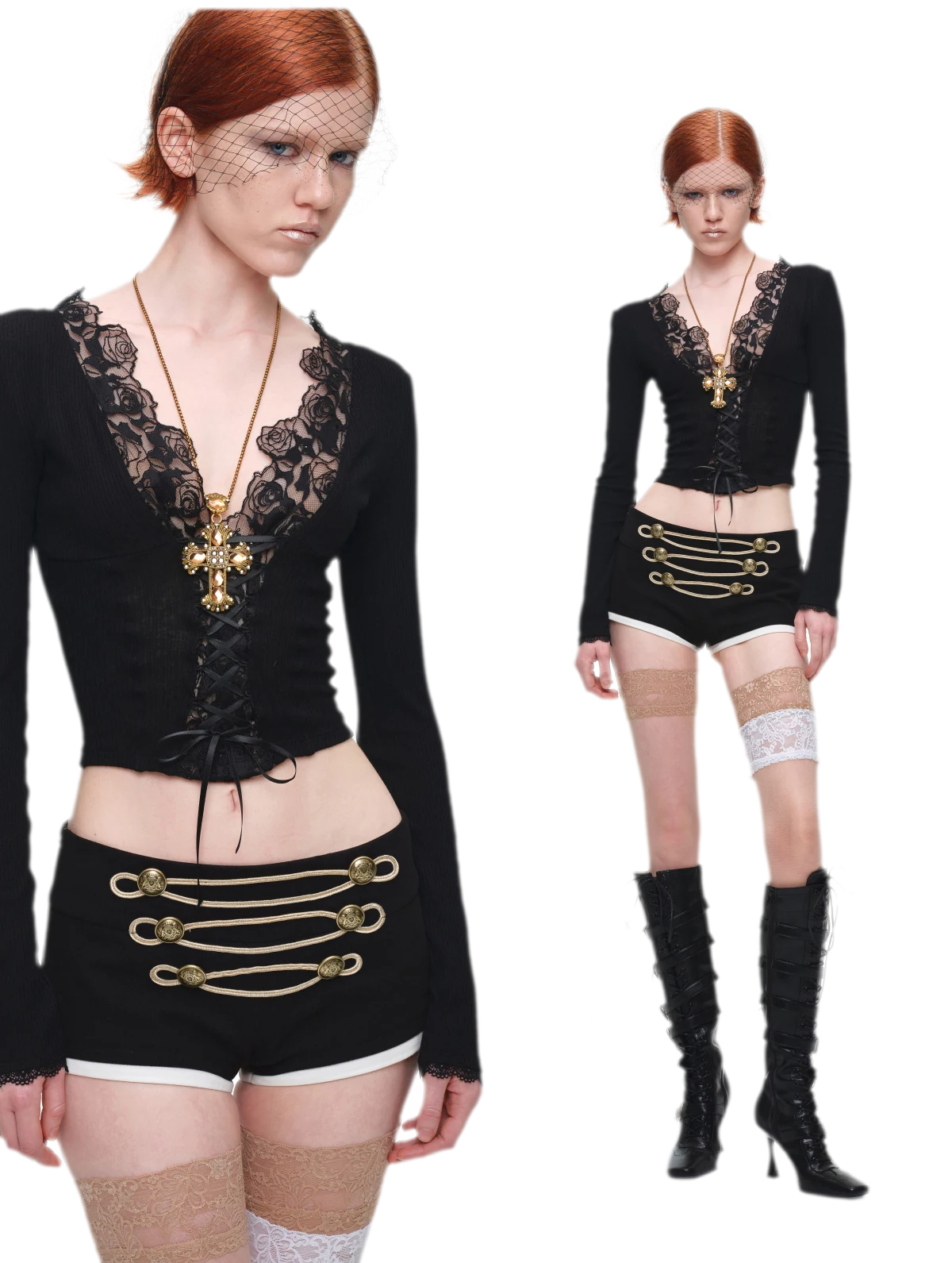 Lace Trim Knit Top