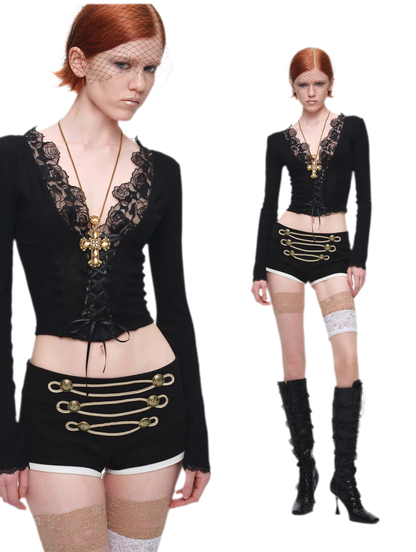 Lace Trim Knit Top