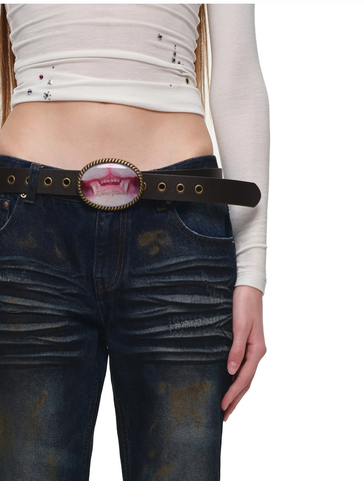 Rust-Dyed Flared Leg Jeans