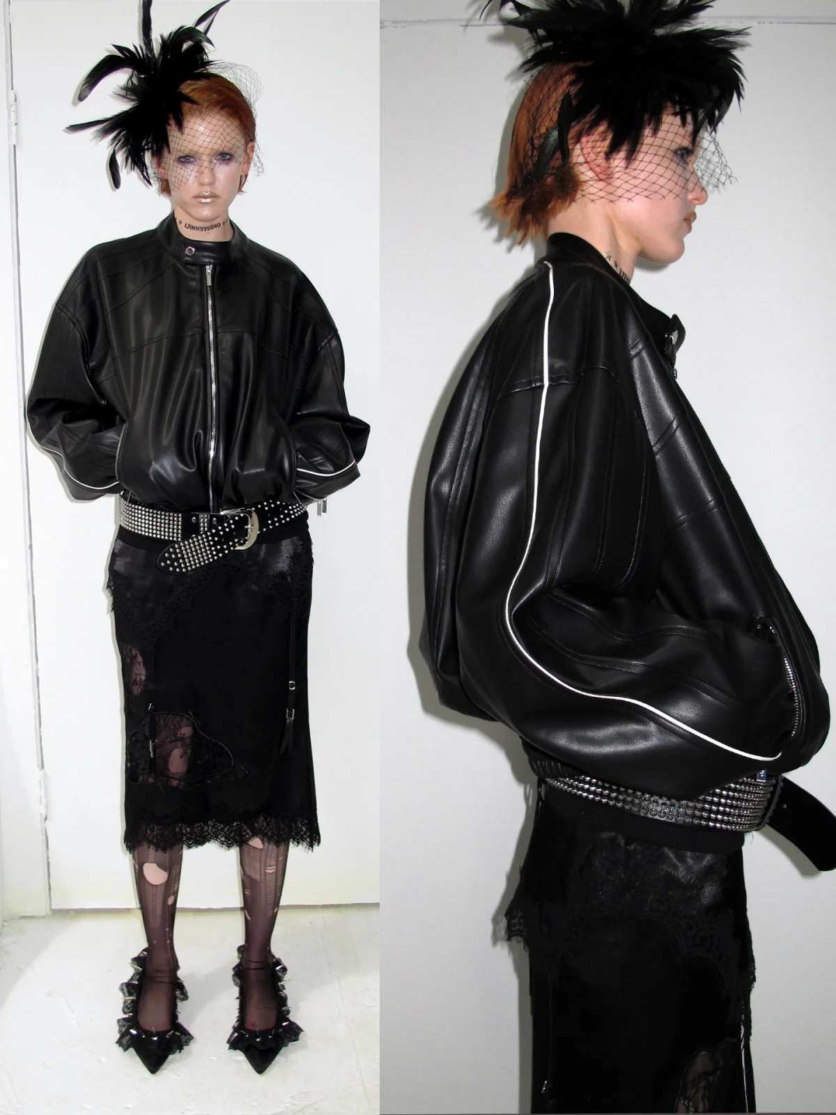 Contrast Trim Cropped PU Jacket