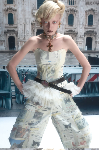 Printed Fishbone Bustier Top