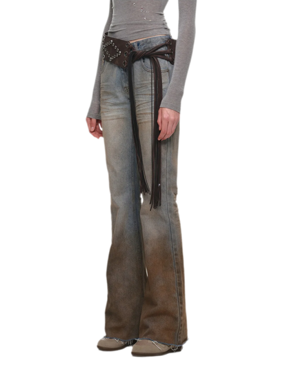 Quần jeans ống loe chuyển màu phong cách vintage