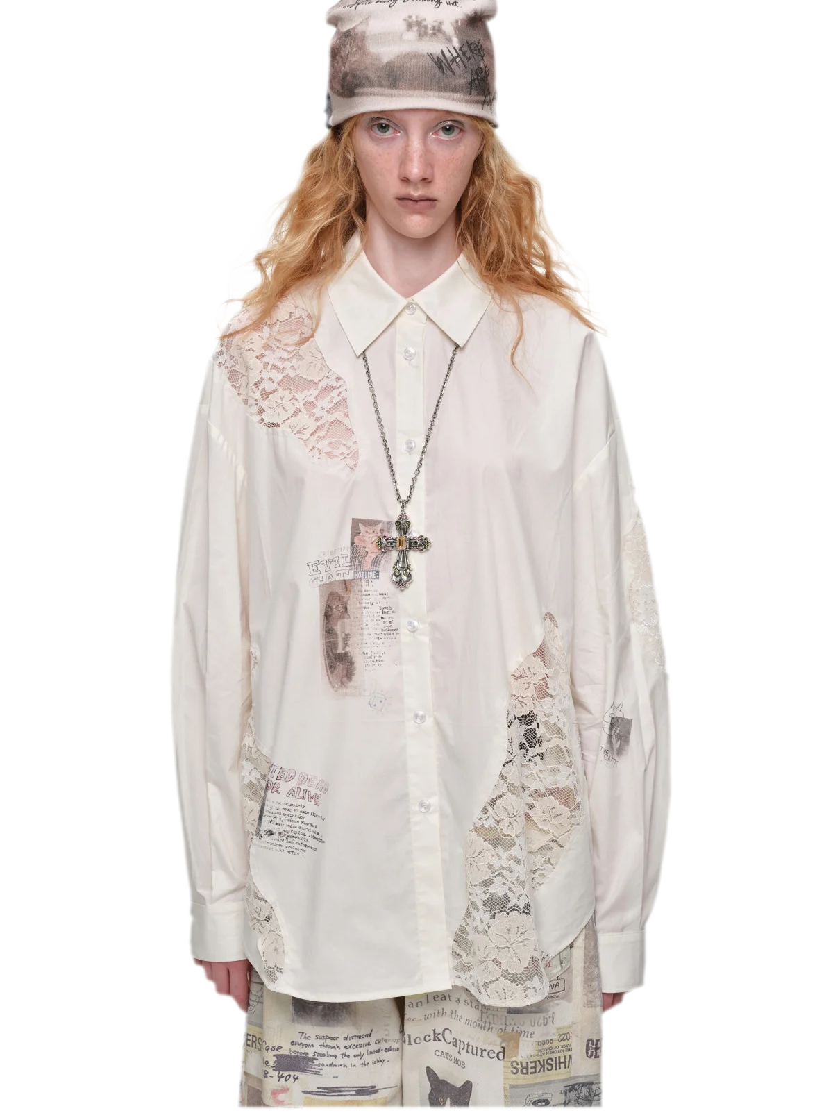 Lace Patchwork Oversized Shirt