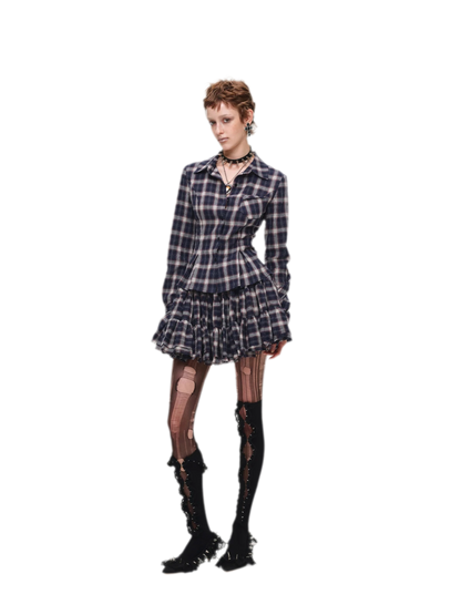 Plaid Tiered Skirt Set