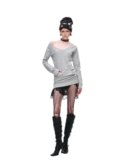 Studded Fitted Sweatshirt Dress