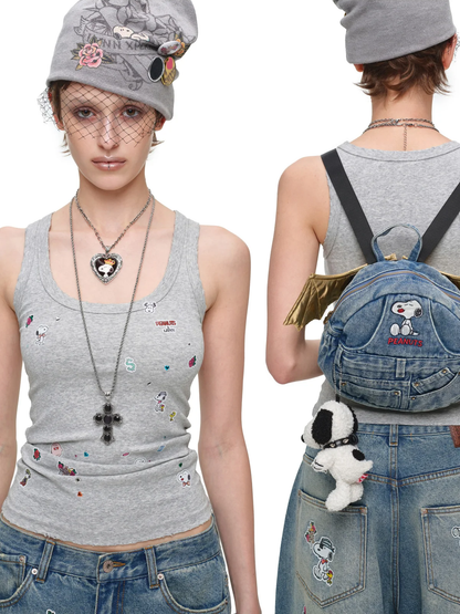 Washed Ribbed Scoop-Neck Tank