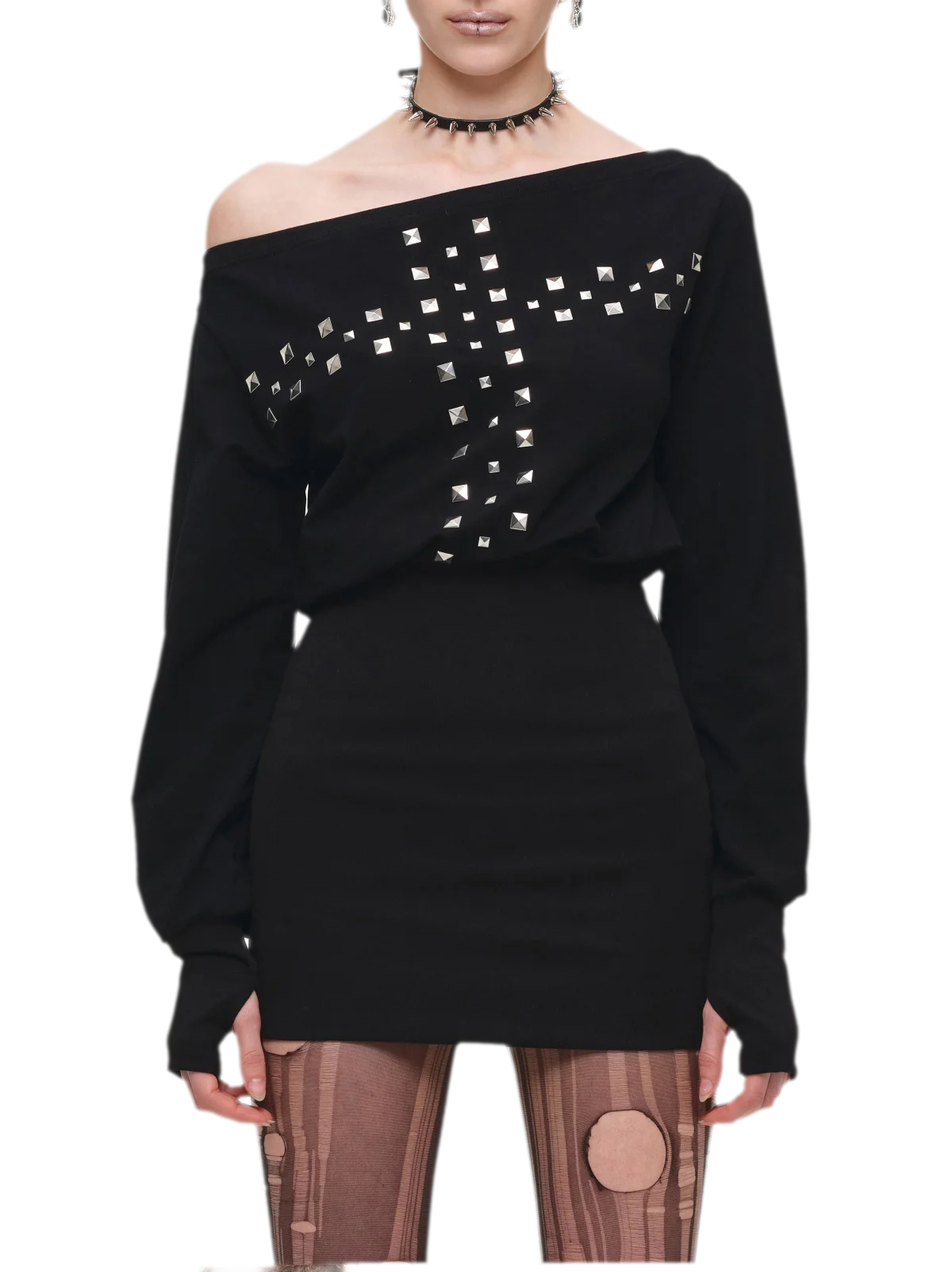 Hand-Embellished One-Shoulder Fitted Dress