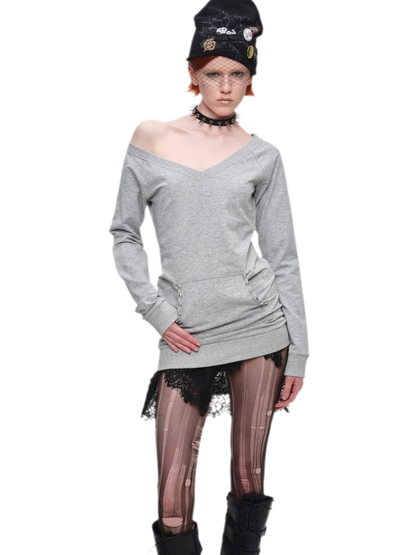 Studded Fitted Sweatshirt Dress