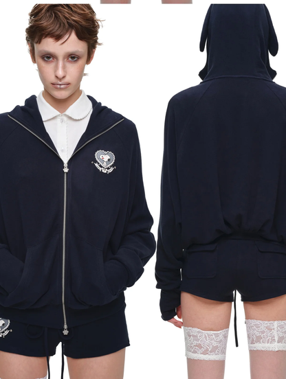 Brushed Knit Batwing Hoodie Set