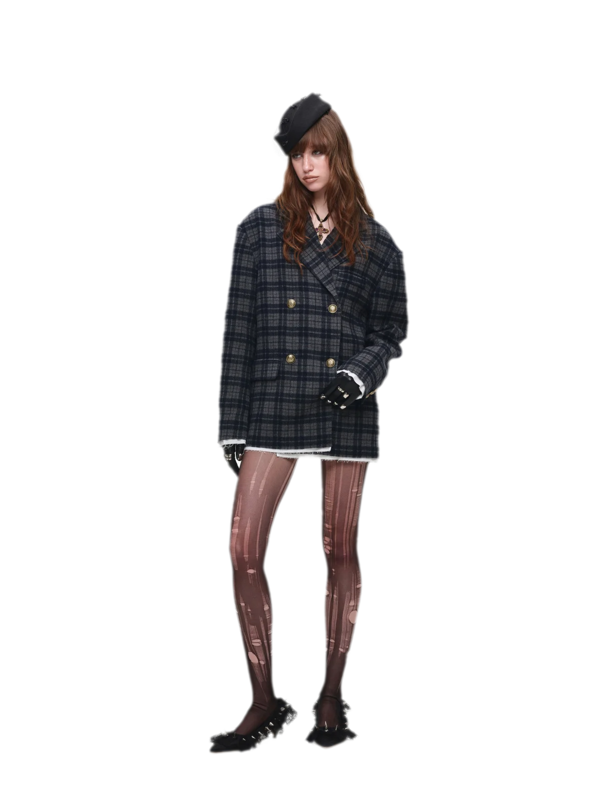 Vintage Plaid Double-Breasted Coat