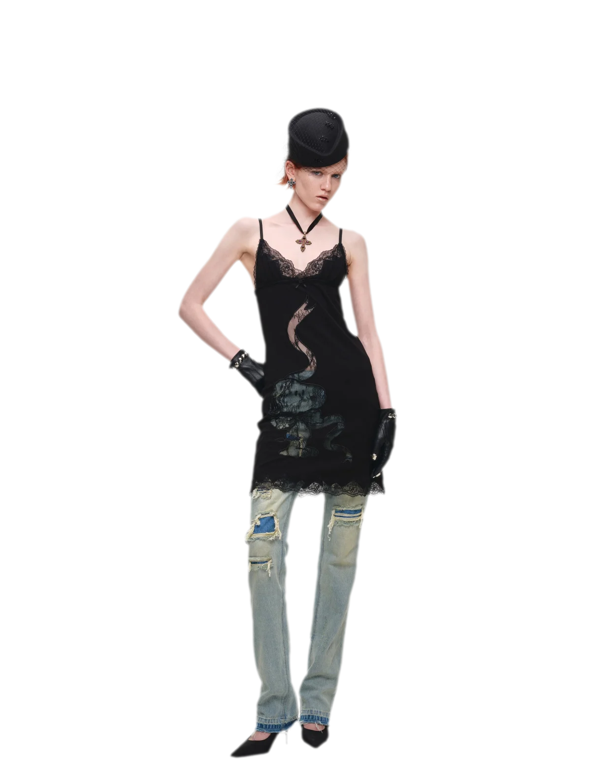 Lace Appliqué Fitted Slip Dress