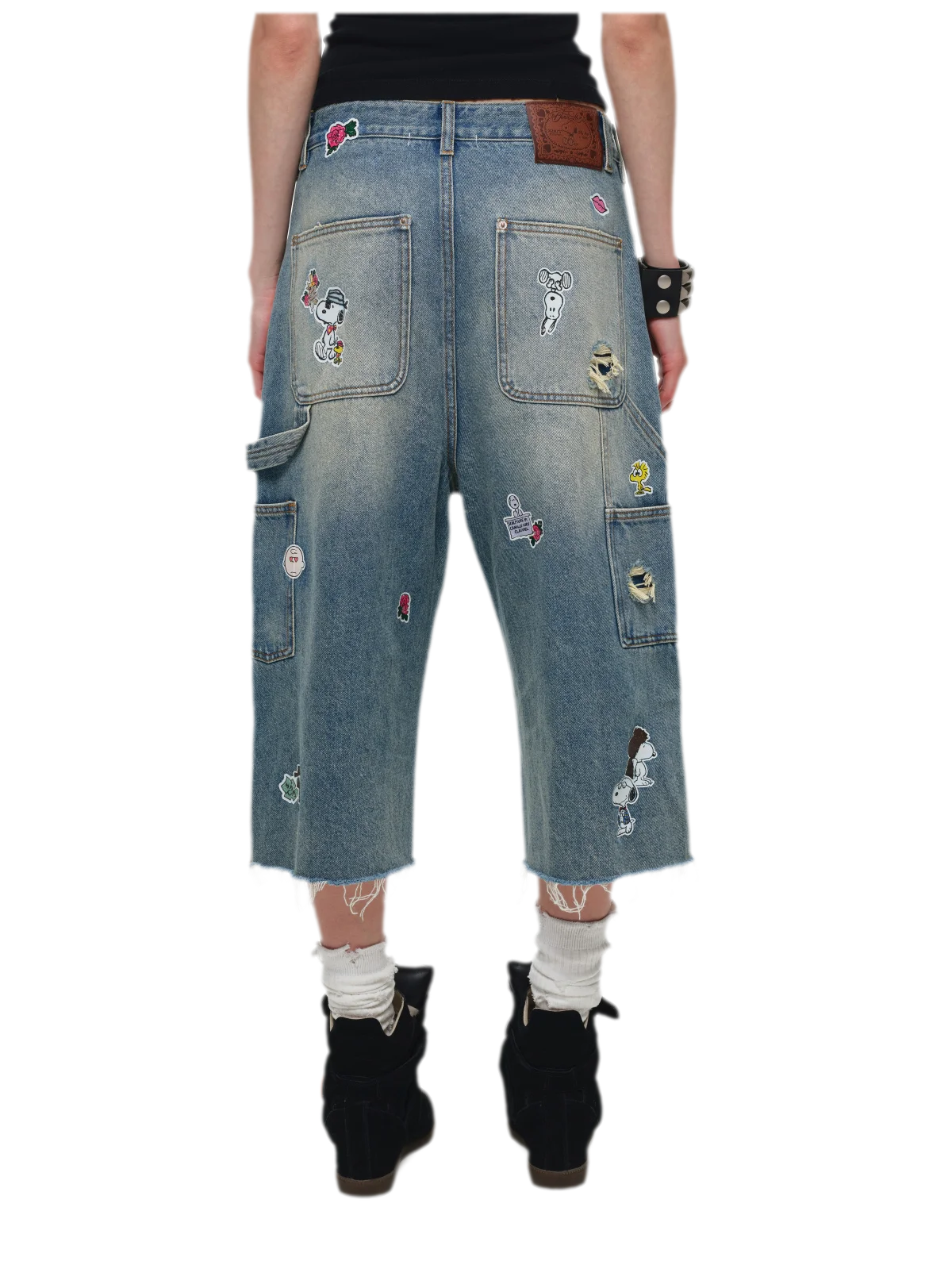 Washed Distressed Cropped Jeans