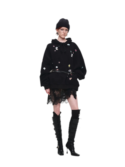 Brushed Oversized Graphic Hoodie