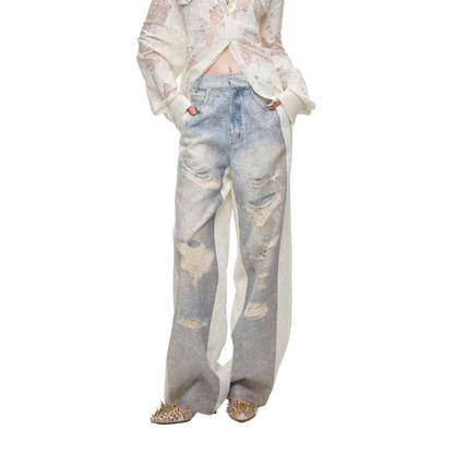 Washed Lace Straight Pants