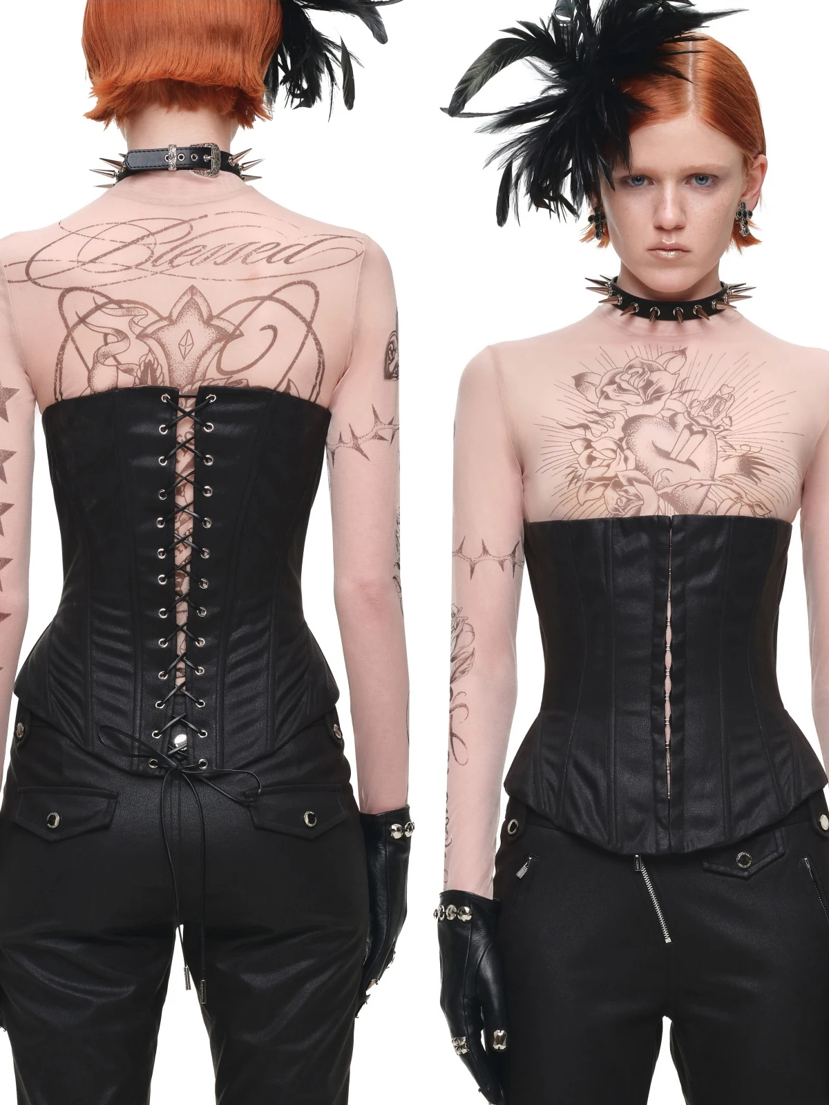 Washed Leather-Look Slim Pants