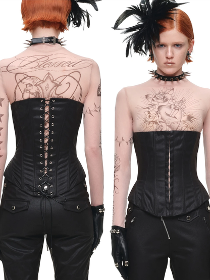 Washed Leather-Look Slim Pants