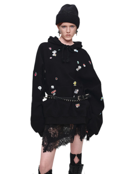 Brushed Oversized Graphic Hoodie