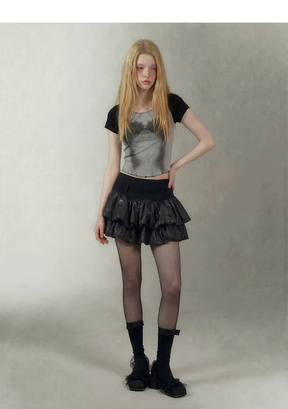 Layered Ruffle Gothic Mini Skirt