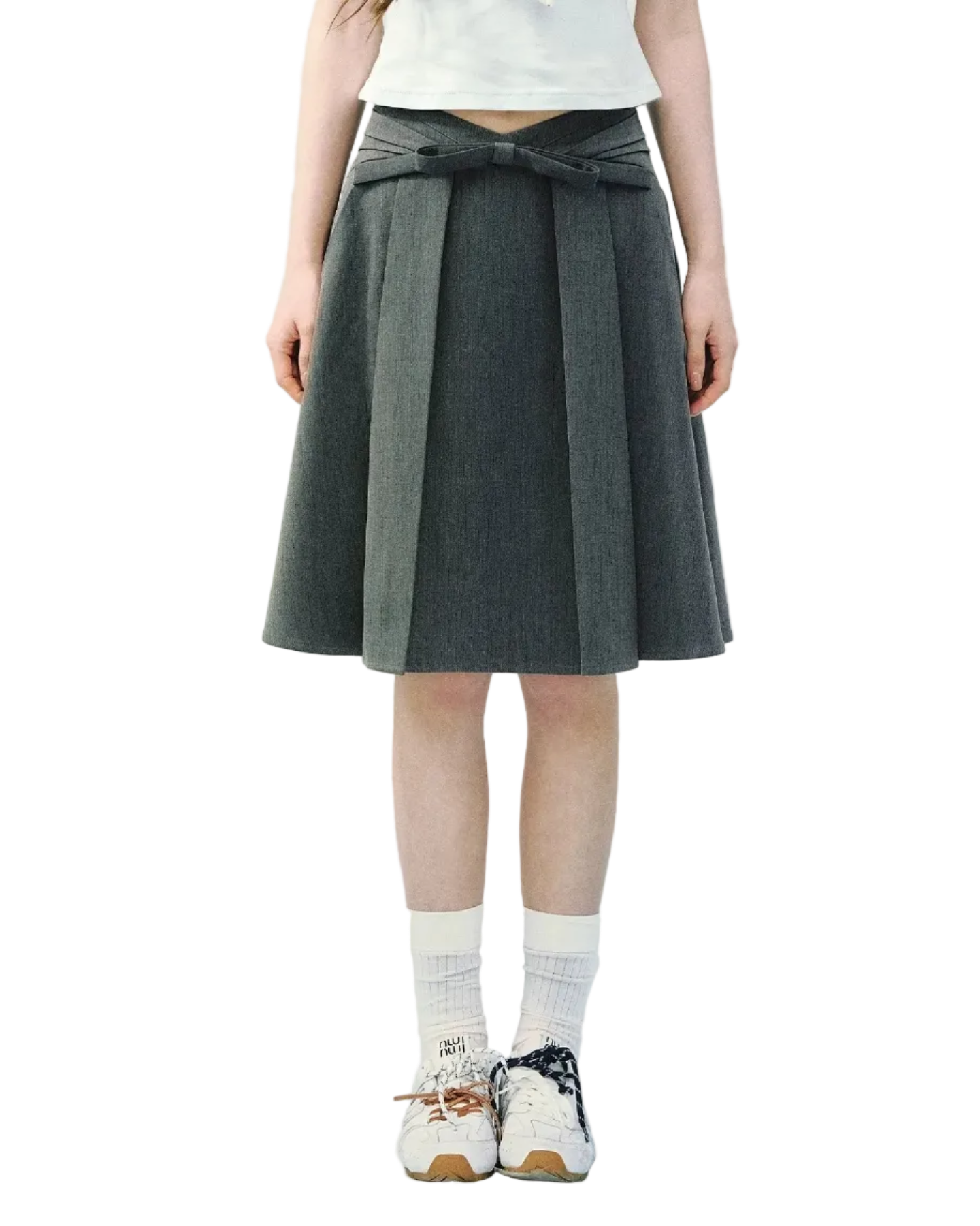 High Waist Pleated Midi Skirt