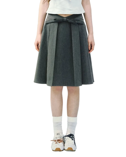 High Waist Pleated Midi Skirt