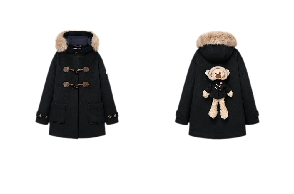 Manteau en laine texturée à boutons brandebourg