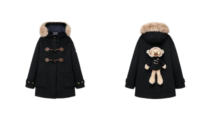 Manteau en laine texturée à boutons brandebourg