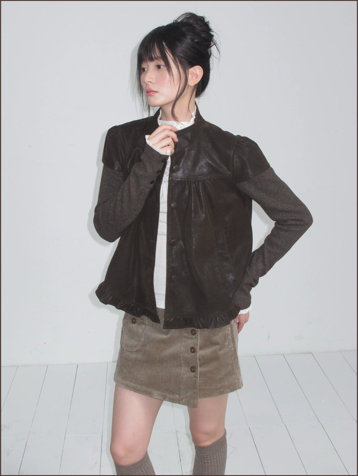 Suede Layered Flare Jacket