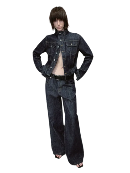 Redline Cropped Raw Denim Jacket