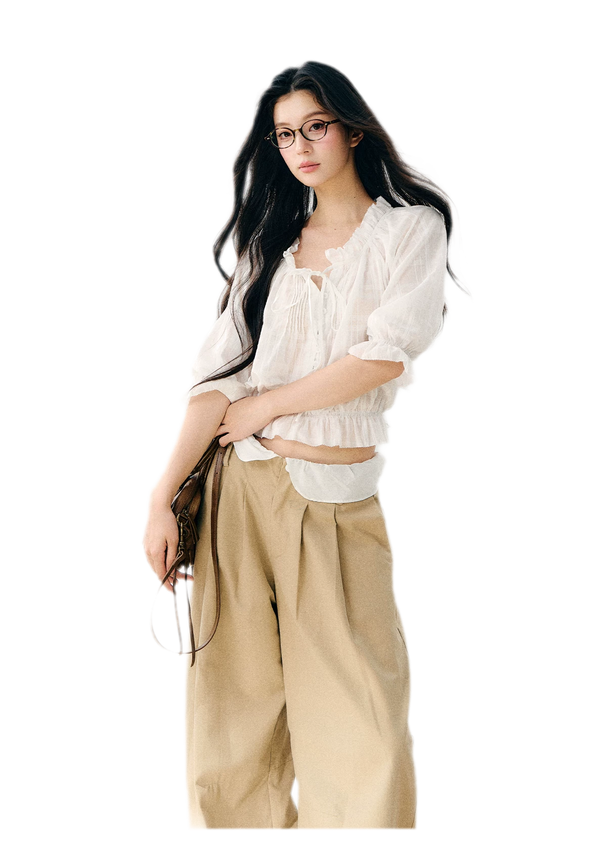 Sheer Ruffled Chiffon Blouse