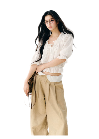 Sheer Ruffled Chiffon Blouse