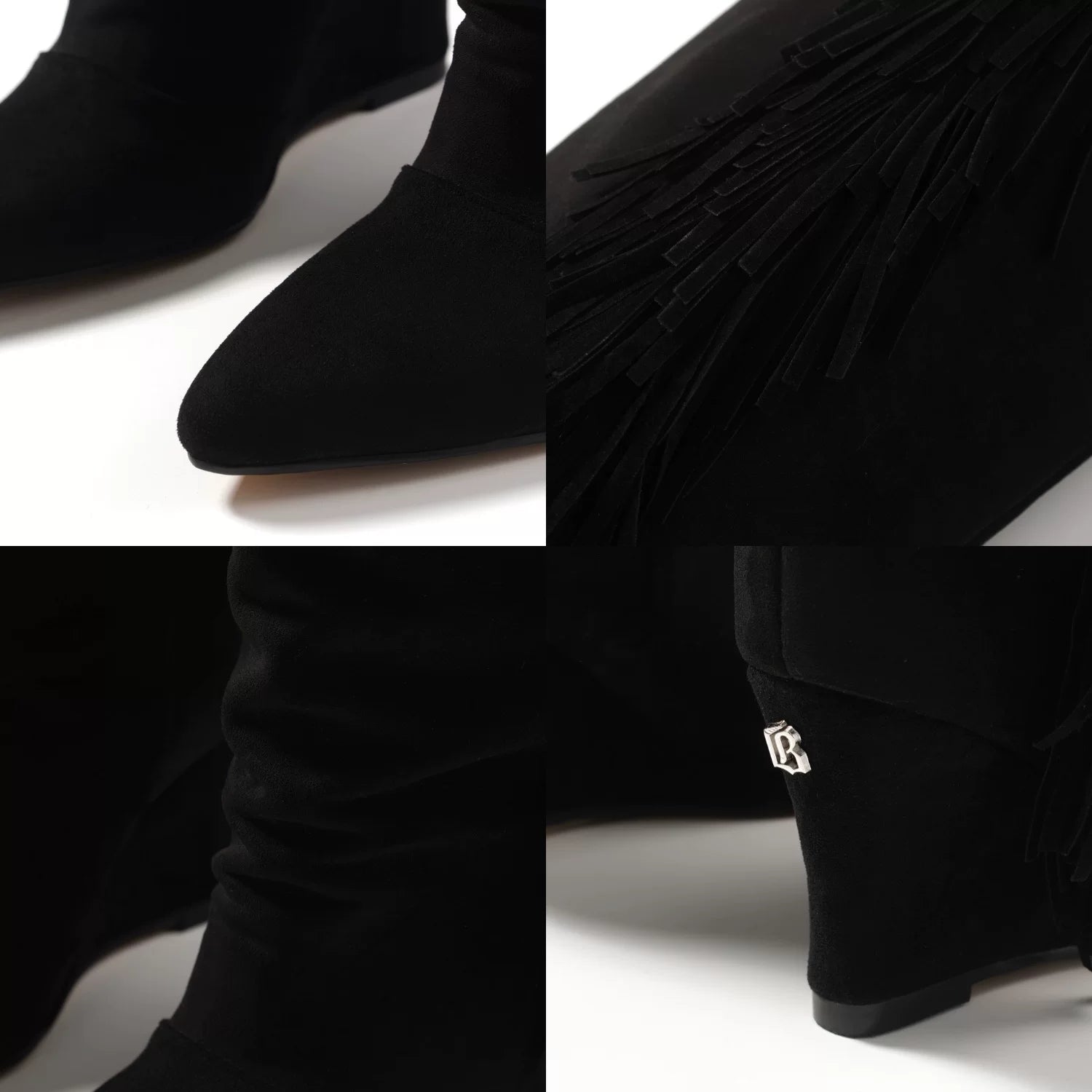 Suede Fringe Wedge Boots