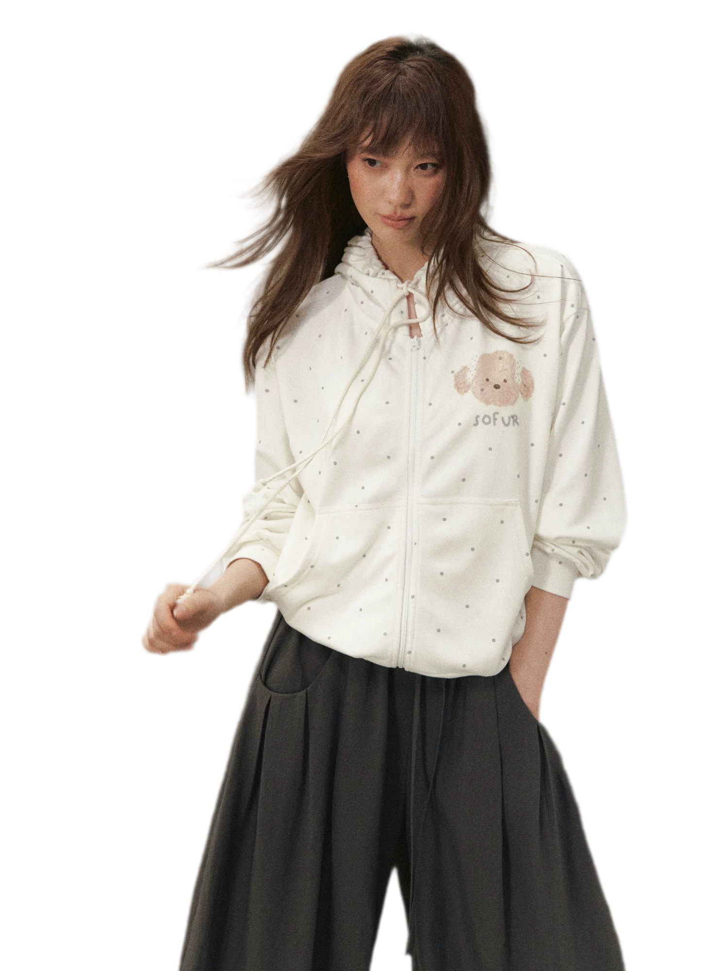 Polka Dot Hooded Sweatshirt
