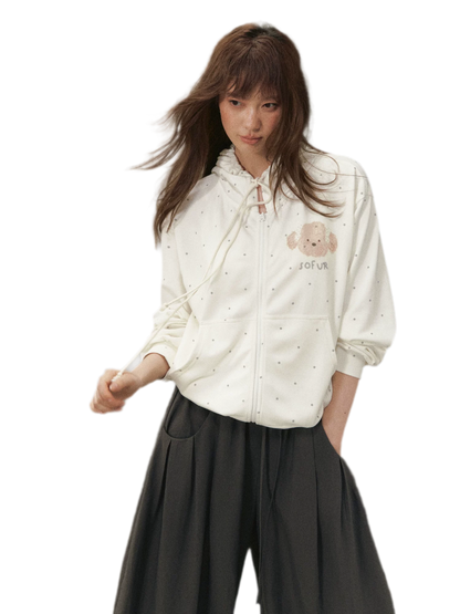 Polka Dot Hooded Sweatshirt