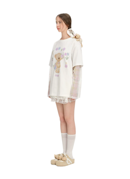 Floral Appliqué Layered T-shirt