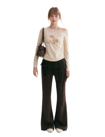 Hand-Drawn Lace-Trim T-Shirt