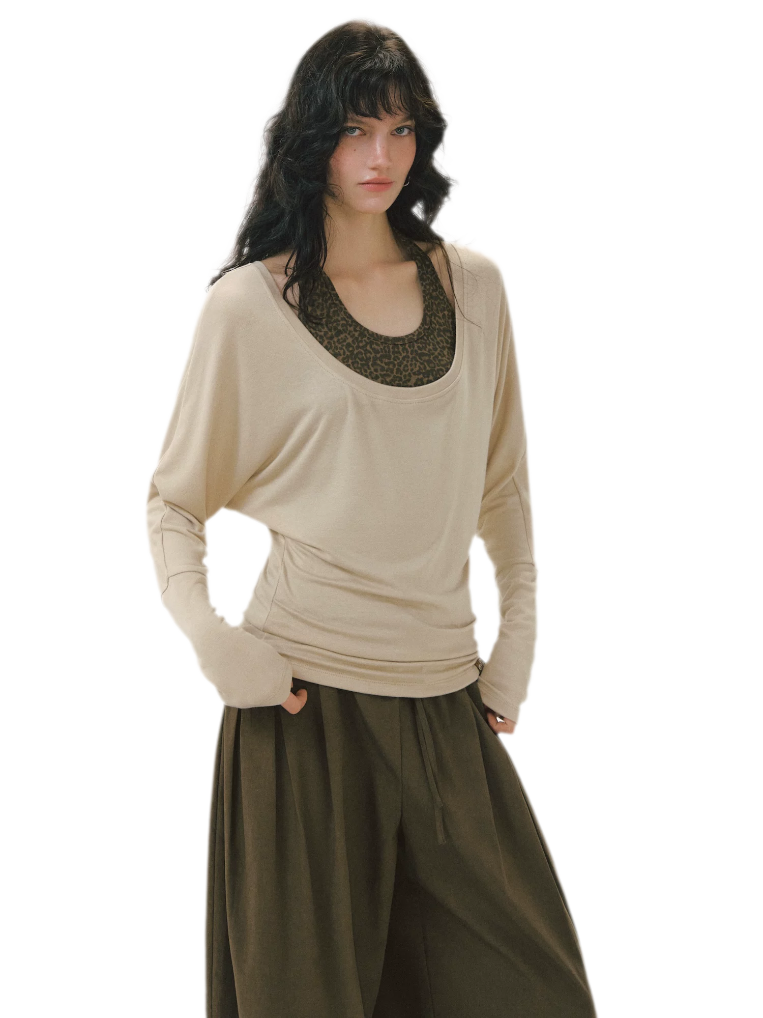 Leopard Layered Long-Sleeve T-Shirt