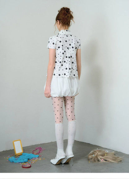 Polka Dot Puff Sleeve Shirt