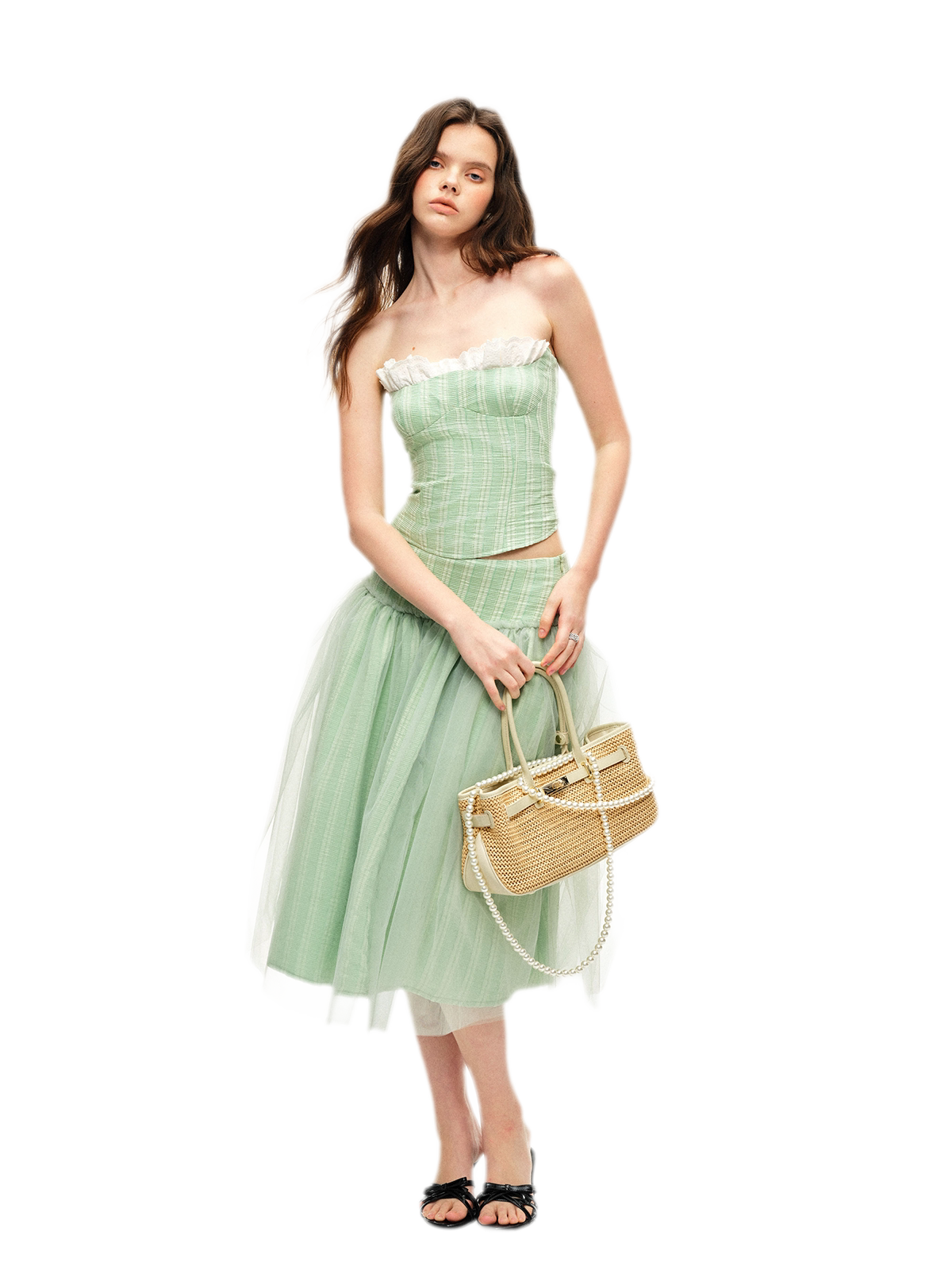 Striped Ruffle Bustier Set