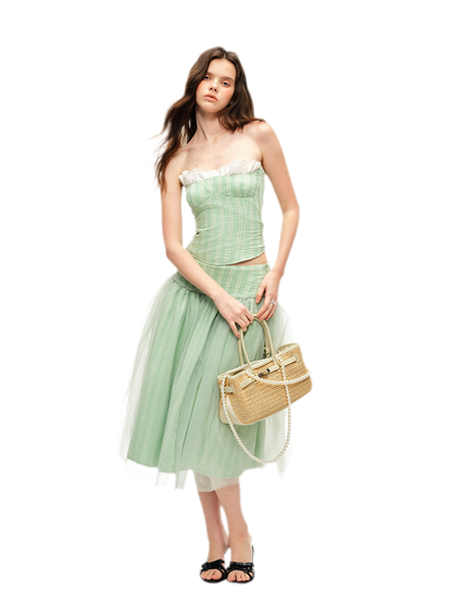 Striped Ruffle Bustier Set