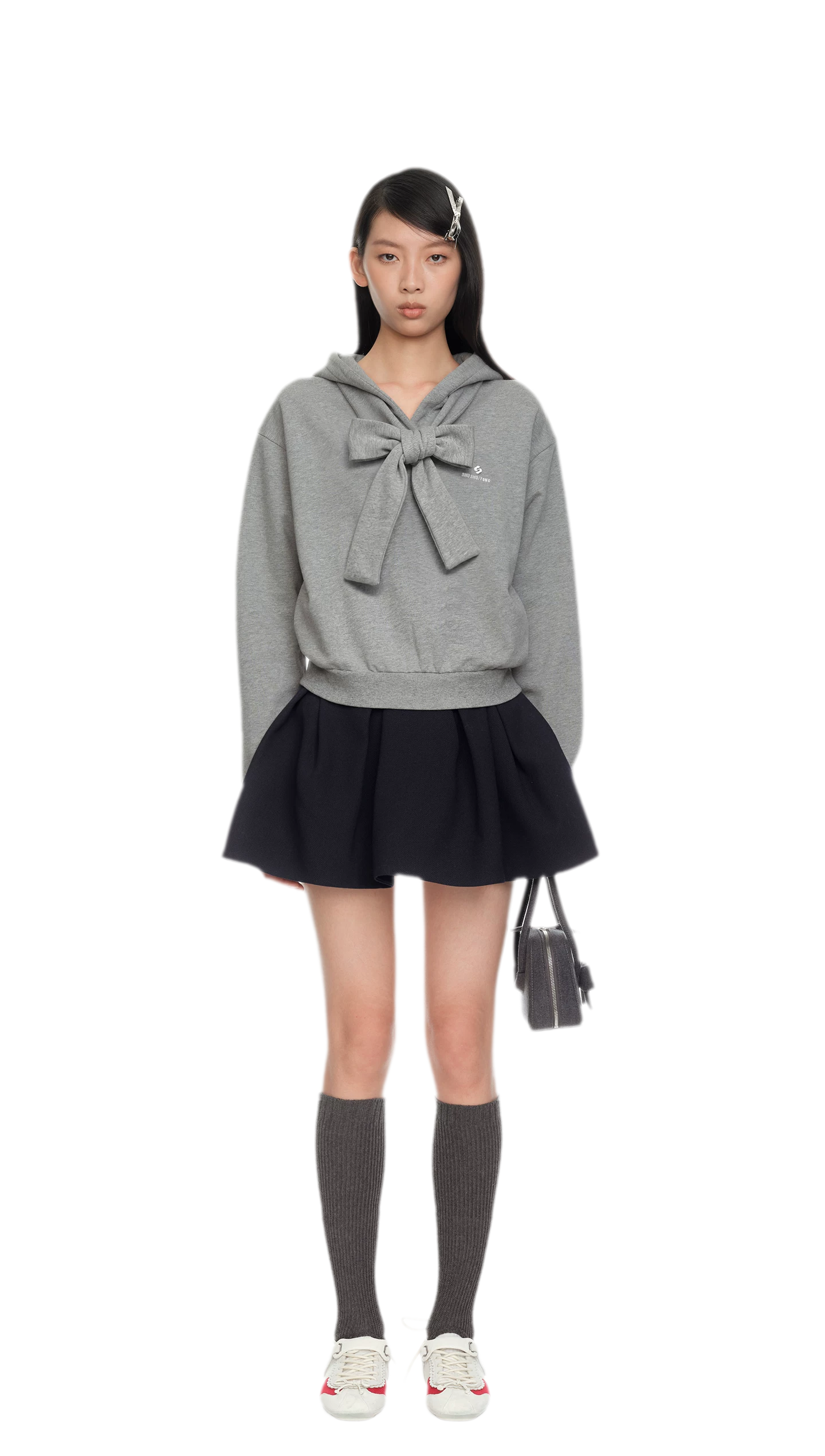 Bow Detail Cropped Hoodie