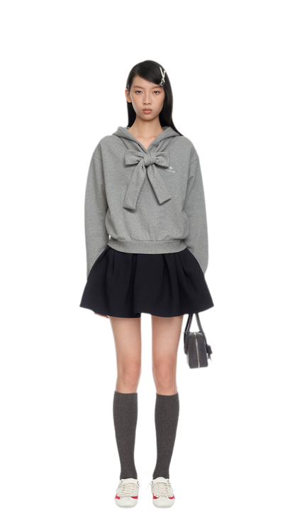 Bow Detail Cropped Hoodie
