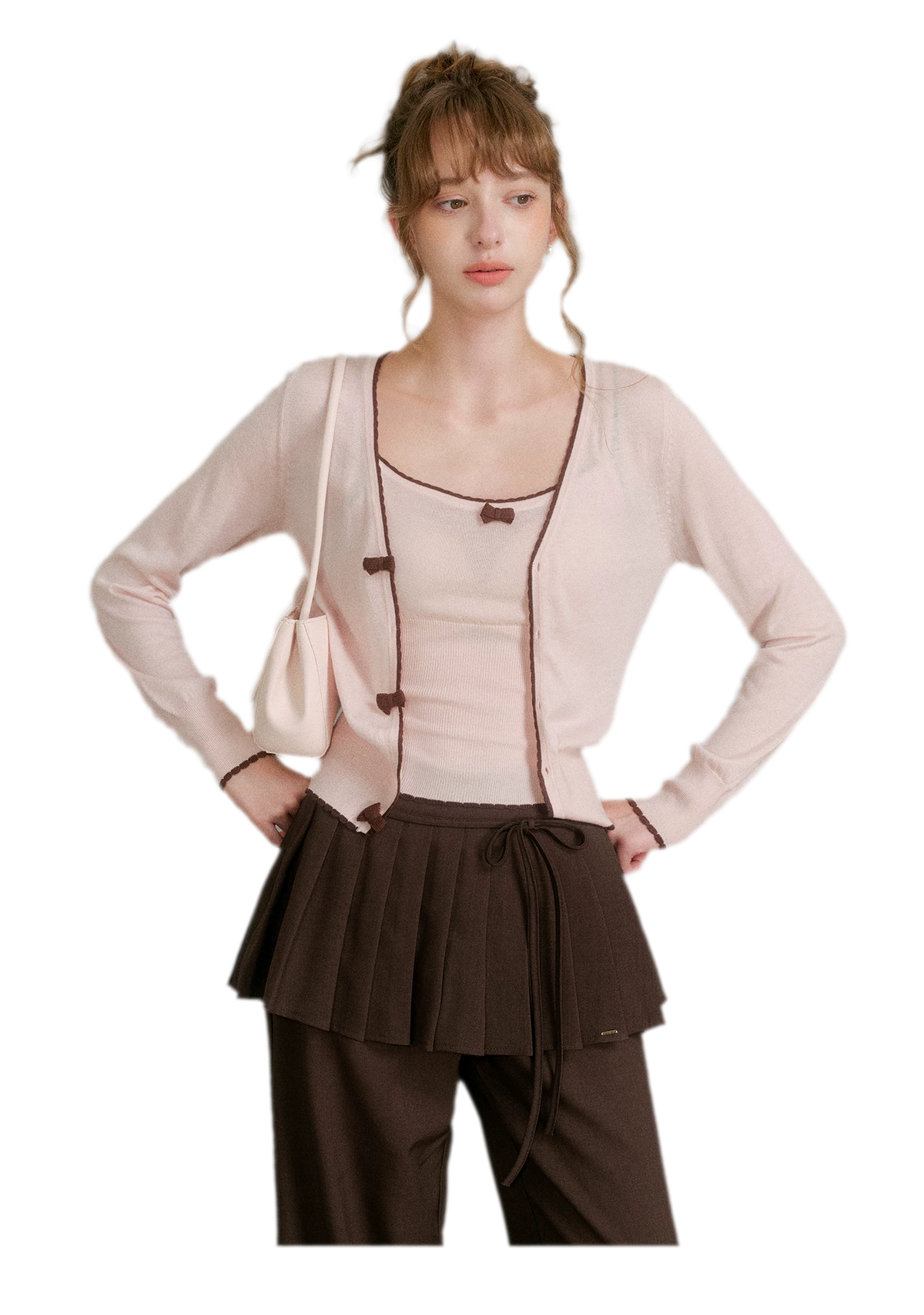 Wool Bow Trim Knit Set