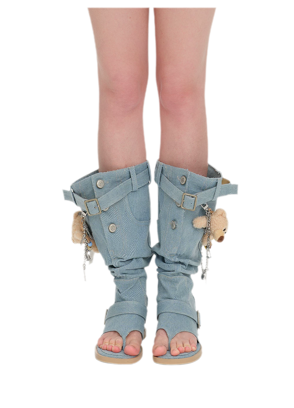Denim Bear Platform Sandals