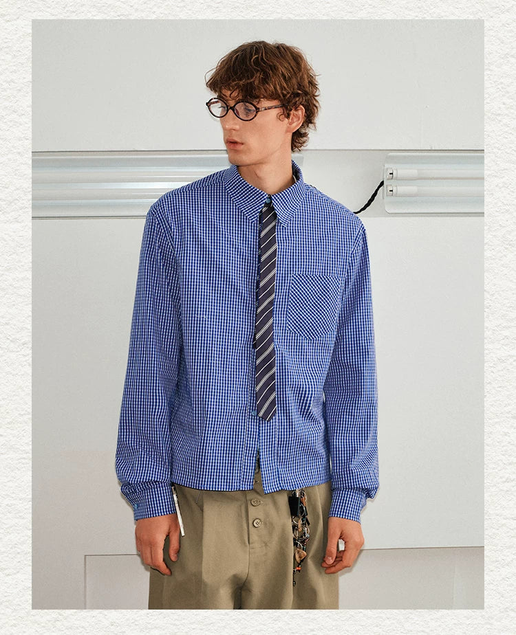 Plaid Tie-Front Long-Sleeve Shirt