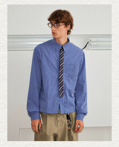 Plaid Tie-Front Long-Sleeve Shirt