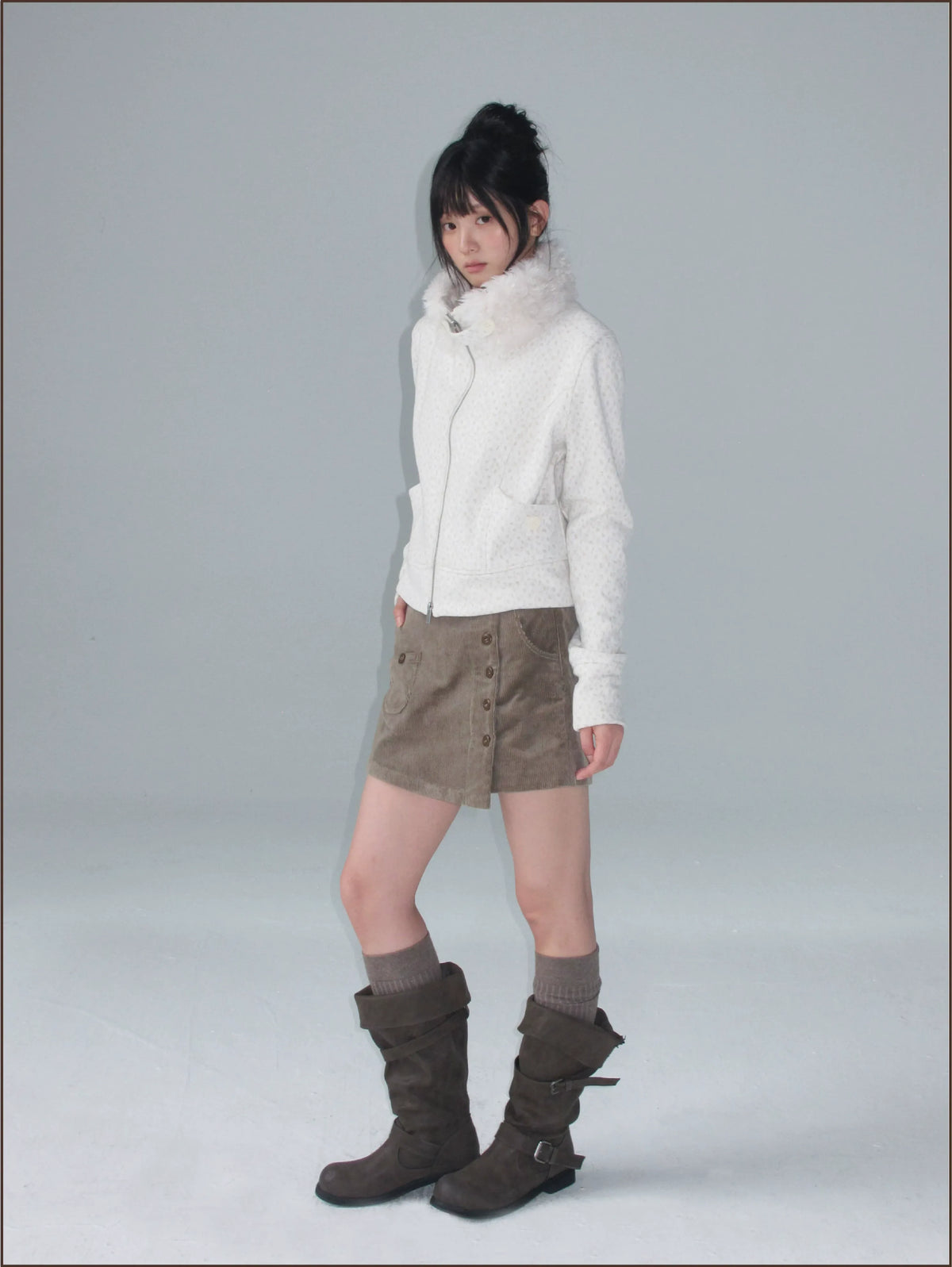 Brushed Jacquard Cropped Jacket